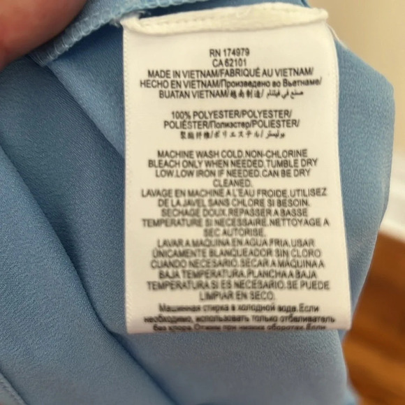 BCBGMAXAZRIA Ice Blue Mini Shirtdress with Tie at the Neckline - Size XS - Picture 10 of 11